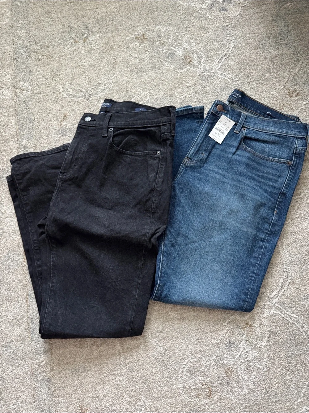J. Crew Flex Slim Straight Jeans in Black and Blue Denim